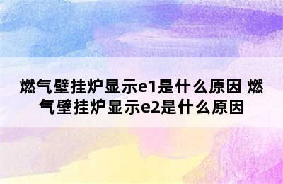 燃气壁挂炉显示e1是什么原因 燃气壁挂炉显示e2是什么原因